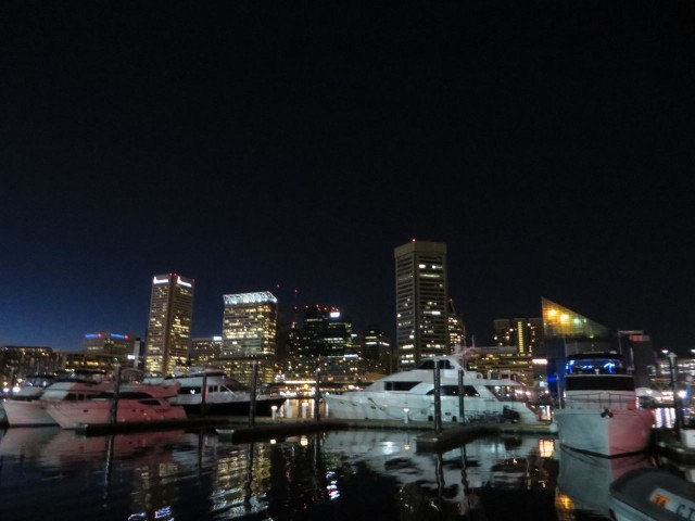 Baltimore Harbor at night