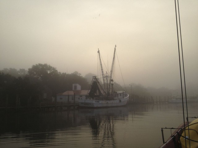 There was an eerie feeling to the morning as we passed the fishing boats.