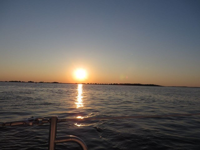 The sun was rising as we left Southport and headed out the Cape Fear Inlet