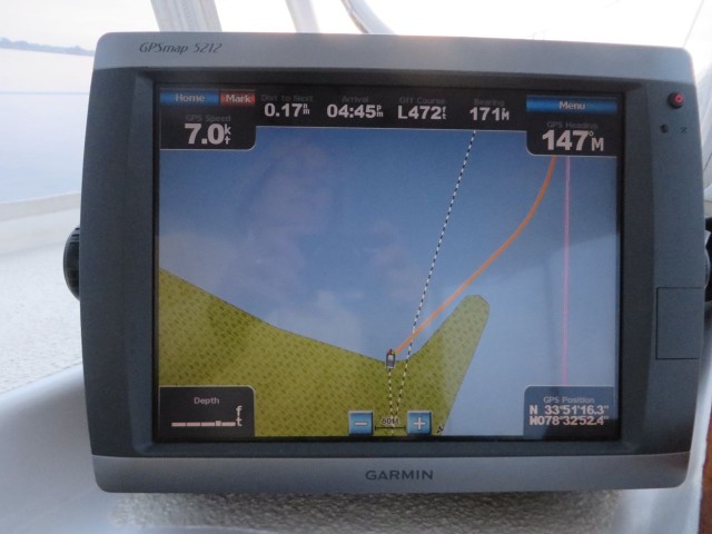 It's a wierd feeling when the chartplotter looks like this but you know you aren't going over land!