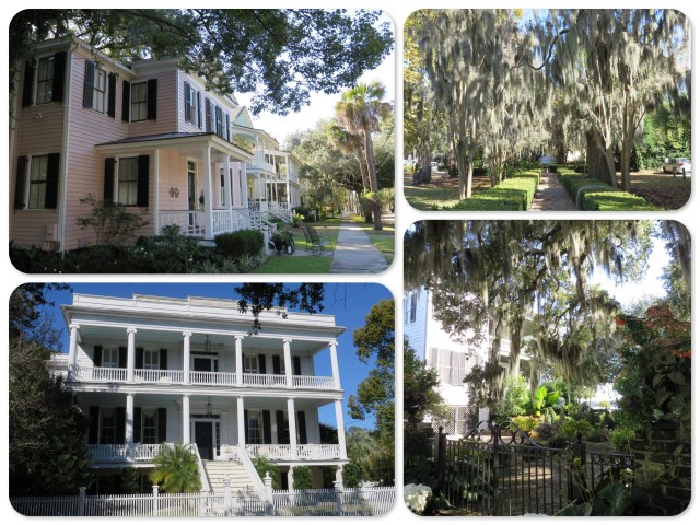 Historic homes, Spanish moss hanging on the trees