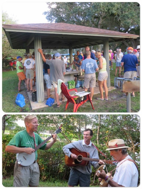 ~Making new friends - Good food and good conversation!  ~Salty Paws' crew jamming