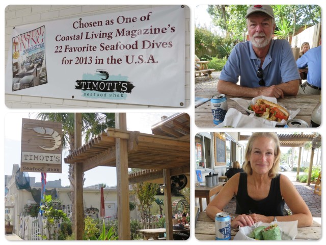 ~Award winning Timoti's Seafood Shak ~ Al and his oyster po'boy ~Michele with a mahi mahi wrap