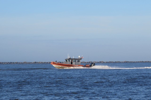 This smaller Coast Guard boat came speeding past us on its way back to the base.