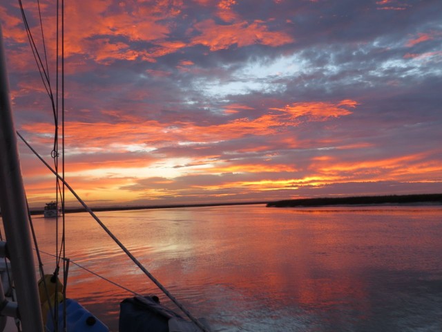 Dawn, as we left the anchorage near St. Catherine's Island
