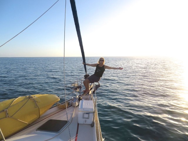 Enjoying the ride from the bowsprit
