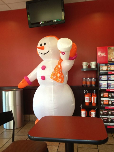 Florida's version of a snowman inside of the Dunkin Donuts. 