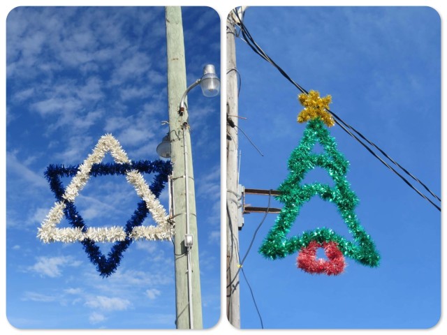 It is a curious sight to see traditional Christmas street decorations in 85 degree weather on an island. New Plymouth decorates for both holidays!