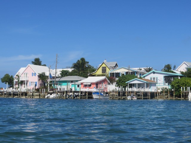 View of Hope Town buildings along the docks