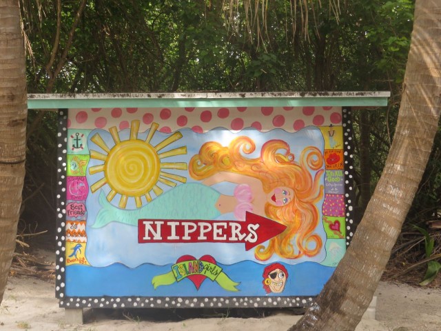 The sign for Nippers along the path.