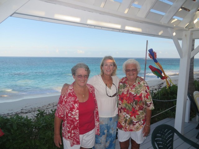 Sara, Michele, and Deanna on the deck of Sea House