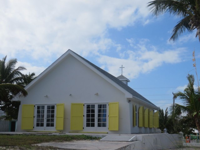 The view of St. James Church from the beach.