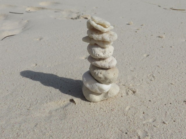There are no beach stones  here to build my towers, but I did make a mini tower from coral pieces. Only about 8 centimeters tall!