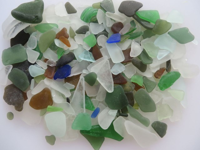 Al's one day bonanza of sea glass. A few pieces will need to be returned for more "work" in the tumbling sands and waves.