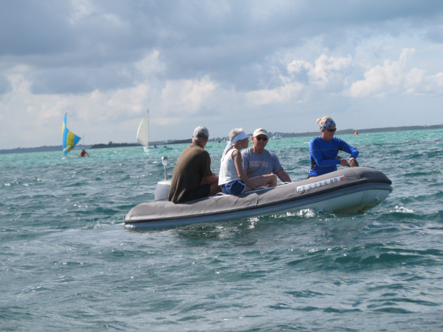 Front row seats for watching the races - in our dingy.