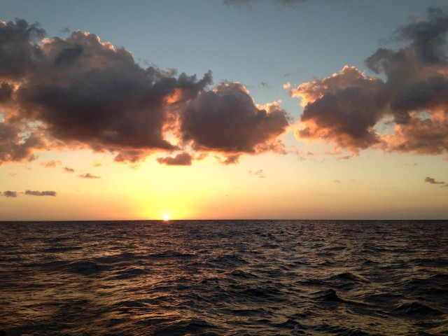 The sun rose behind us over the Bahama Banks - a sweet good bye?