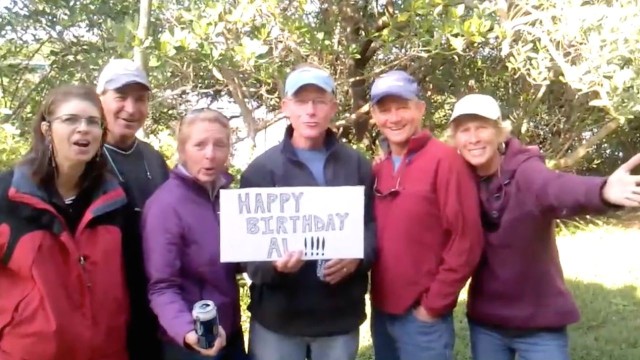 A birthday song for Al sent from Vero Beach Florida where our water buddies. Thank you, Cutting Class, Magnolia, and Eleanor Q. It brought a big smile to Captain Al's face.