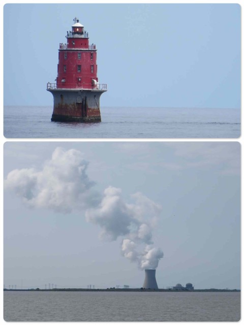 ~ A lighthouse marking shoals ~ The nuclear power plant spewing smoke.