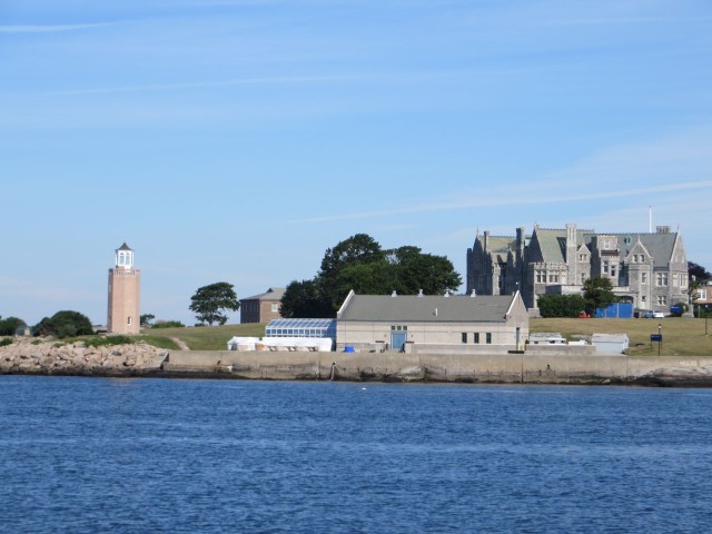 UCONN's Avery point campus. The little lighthouse on the left and Branford Mansion on the right.