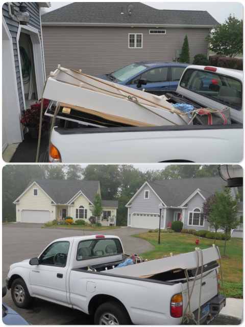 The panels are loaded in the back of the truck.