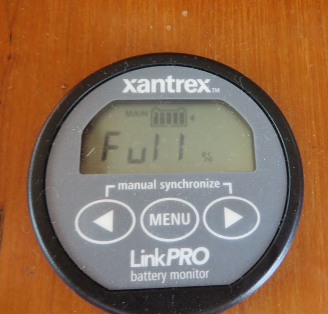 The Xantrex monitor reads "FULL."  Free power form the sun -  you gotta love it!