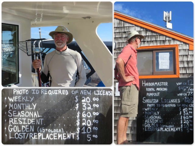 Getting his license at the Harbor Master's shack. Yes, Al's license is "golden."