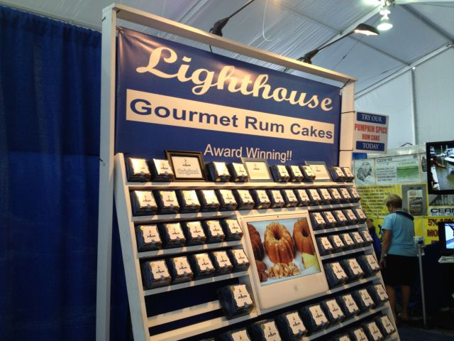 A rum cake vendor  in the tent. We tasted this rum cake and honestly, my Bahama Rum Cake recipe (from Great Guana Cay) is much better! 