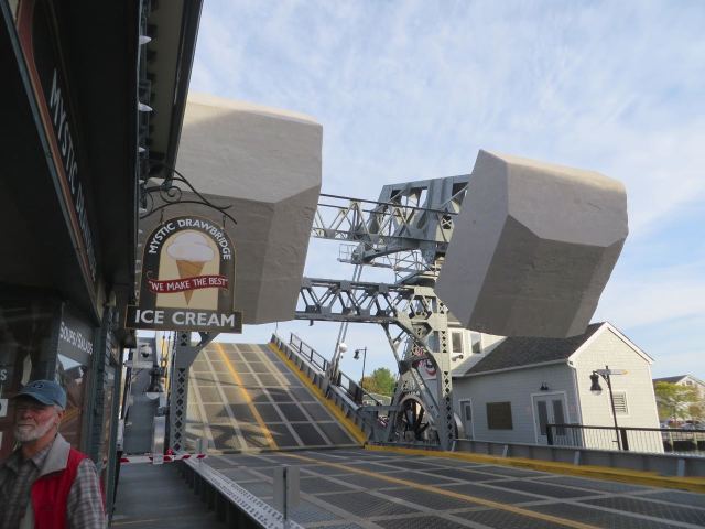 The Mystic Drawbridge is a bascule bridge, a type of drawbridge with counterweights. They are huge!