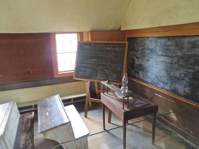 I had to take a photo of the old school house - how can a retired educator resit that?  We have agnatic school bench just like this in our basement.