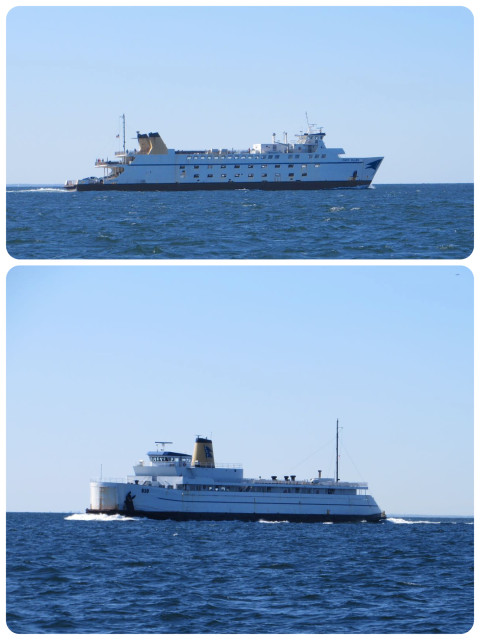 We know we are close to our homeport when the ferries are coming and going out of New London Harbor.