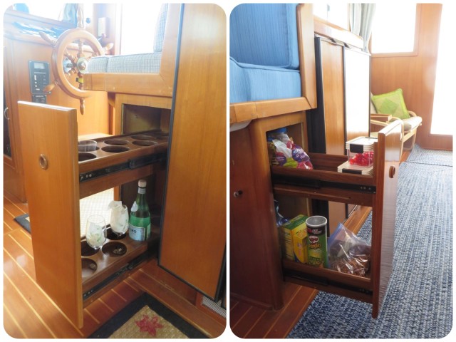  Left pic - the "liquor cabinet" as originally intended. Right pic - Now pantry storage. I am not sure exactly what will end up in here. Just trying out different things, maybe staples, maybe snacks.