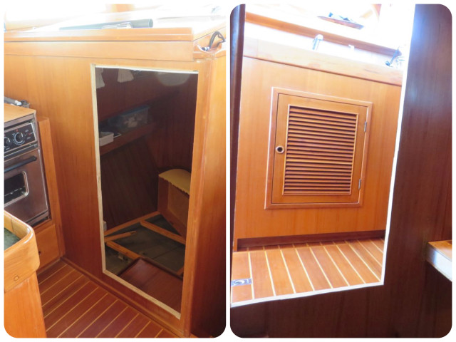 The opening -  The left picture is looking from the galley and the right picture is looking out from the guest cabin.