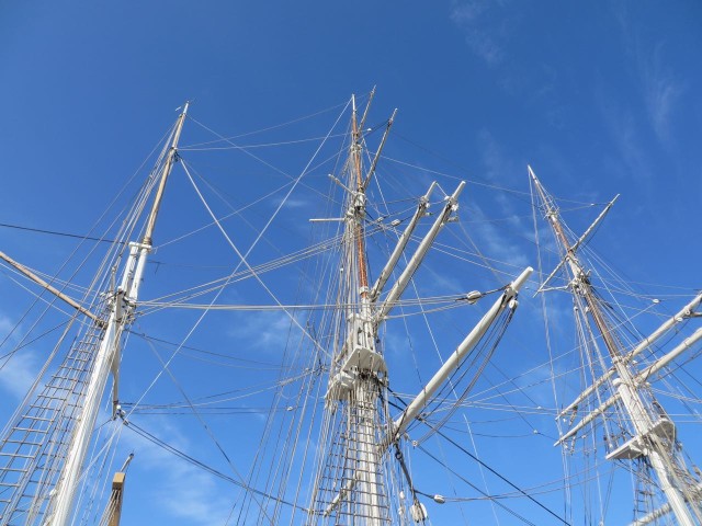 I love looking upward at the masts stretching so high above. Every day, the sails were raised.