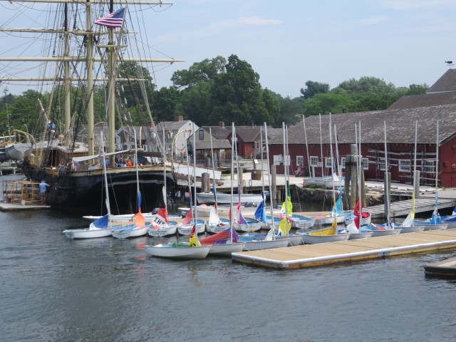 Isn't it interesting to see the modern sailing dinghies docked next to the old 