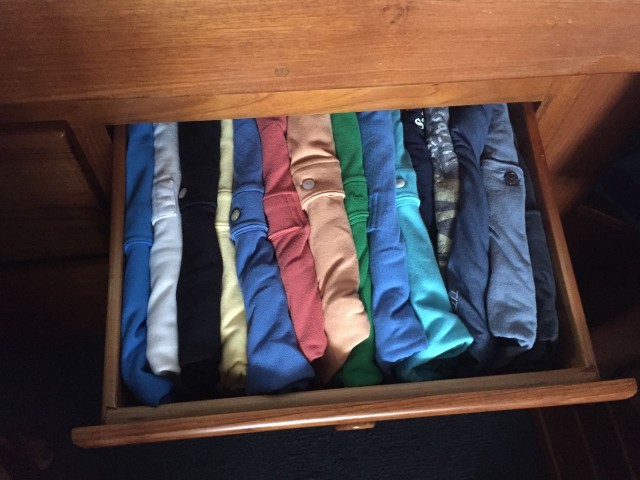 Al was so proud of how neatly he packed his shirts in the drawer that I thought it deserved a mention in the blog. Shall I take another photo in a couple of weeks??