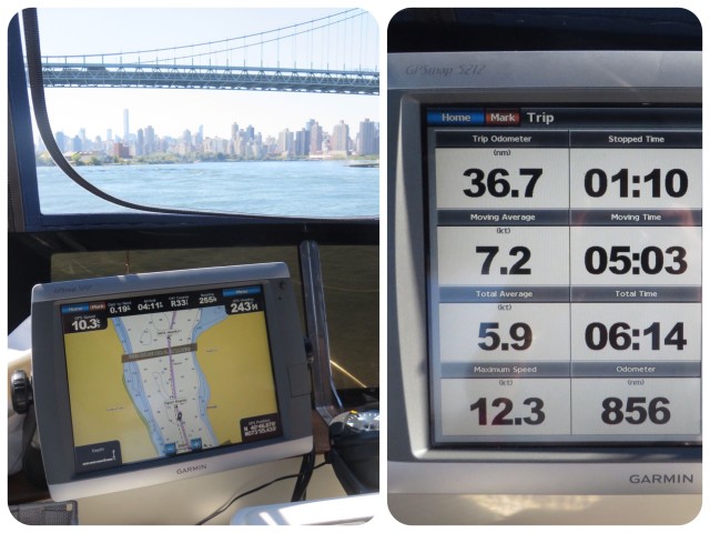 Pics of the chartplotter – The Trip Log on the right is proof that we hit 12.3 knots although I only saw the 10.3 as shown on the left. The 12.3 must have been a fleeting moment.