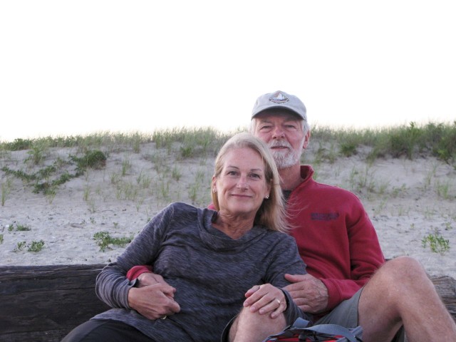 Enjoying the beach in the early evening hours.