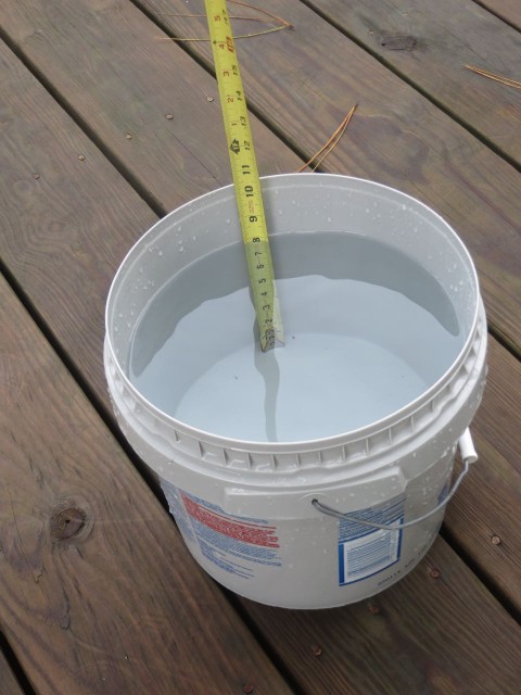 This was the first day of rain - 8 inches. But at that point the bucket was sitting on the dock.