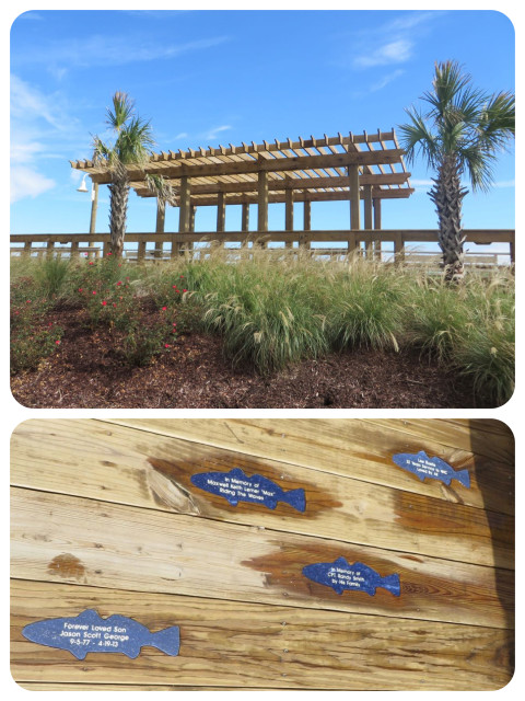 There is nice boardwalk along the beach fro a short distance. The commemorative fish were a nice twist on the commemorative bricks used to fund new walkways.