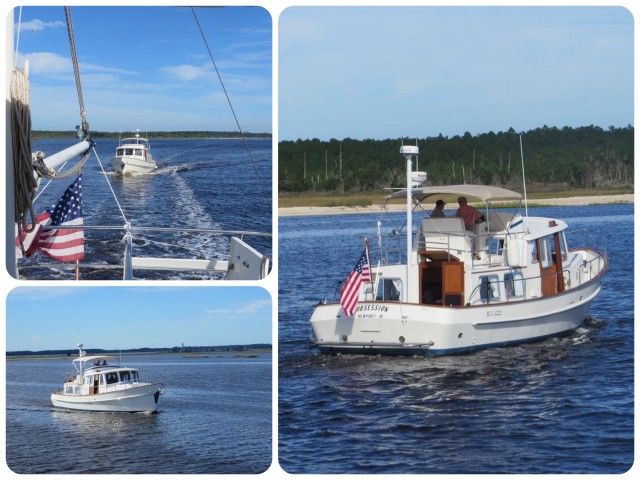 Obsession traveled with us for a few miles. Al and I both agree that we still think the Eagle 40 is one of the handsomest trawlers made.