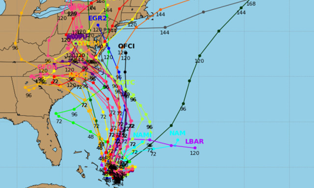 Back on September 29th, six days ago, this is what we were constantly studying and worrying about - the spaghetti models for Joaquin.