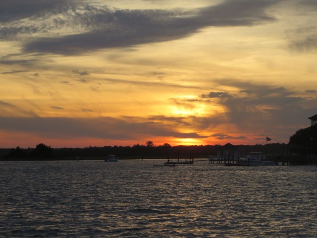 Sunset over Wrightsville Beach on our first evening here.