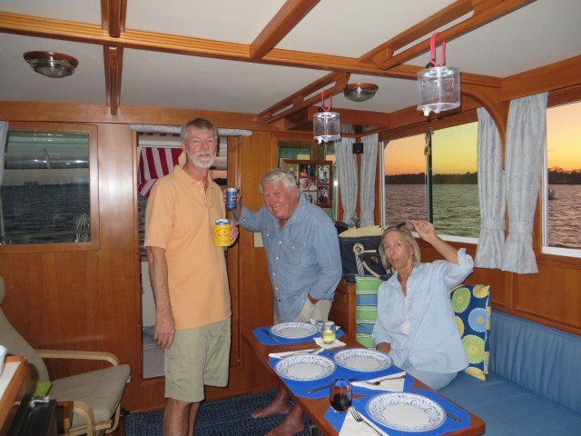 Dinner guests on Kindred Spirit. What an enjoyable evening we all had catching up our news. 