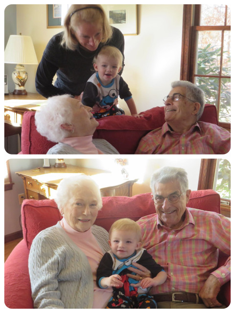 My parents get to spend time with their great-grandson, Caleb.