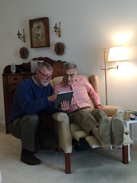 Al shows my Dad how he charts our routes on the iPad.