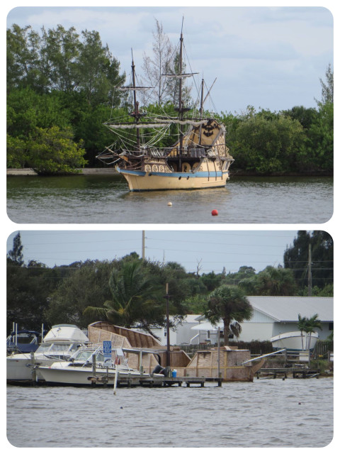 There are many, many boats to oggle and gawk at on the ICW, and this one was definitely one of a kind. At least we thought it was one of a kind until we saw something very similar under construction just a short way ahead. Hmmm, anyone want a pirate boat of their very own?? ARGHH!