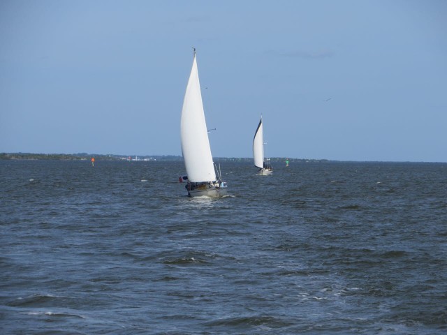 Sailboats behind us taking advantage of the good breeze. We do miss those moments of swiftly moving along in the quiet breezes.