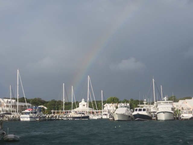 One rainbow shining over the Inn and Marina.