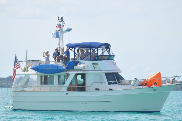 Kindred Spirit in her role as race committee boat. (Photo by Will H)