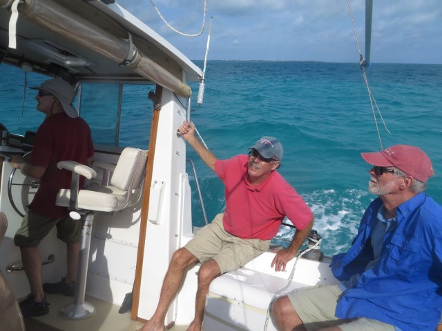 The crew at work. Sam was a very relaxed easy-going Captain, so there were no moments of stress. :-)